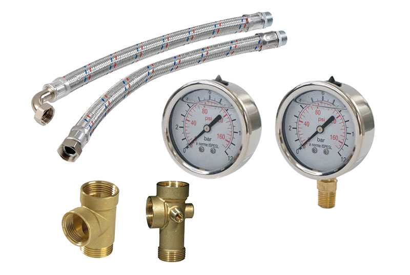 PRESSURE GAUGES, CONNECTORS AND FLEXIBLE HOSES